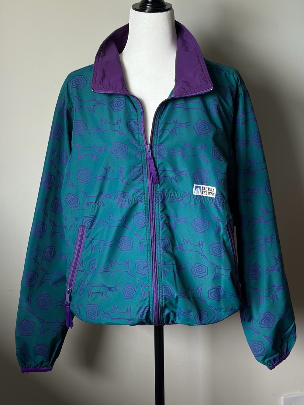Vintage Sierra Designs windbreaker - size medium - teal purple coyote geo coat